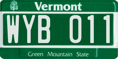 VT license plate WYB011
