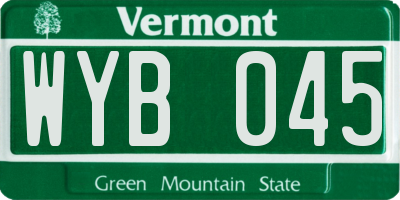 VT license plate WYB045
