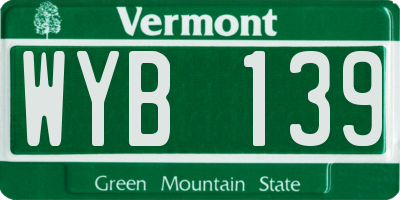 VT license plate WYB139