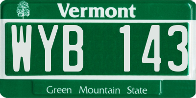 VT license plate WYB143