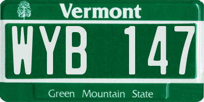 VT license plate WYB147