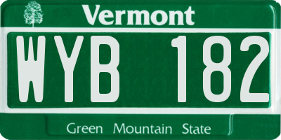 VT license plate WYB182