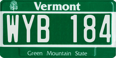 VT license plate WYB184