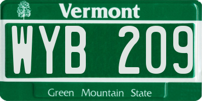VT license plate WYB209