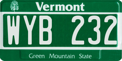 VT license plate WYB232