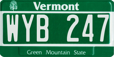 VT license plate WYB247
