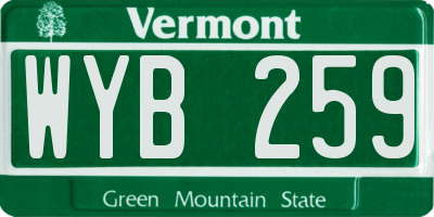 VT license plate WYB259