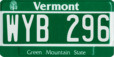 VT license plate WYB296