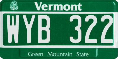 VT license plate WYB322