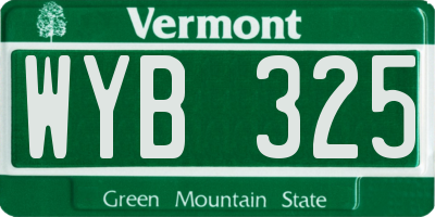 VT license plate WYB325