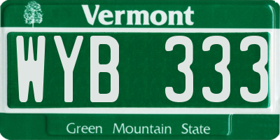 VT license plate WYB333