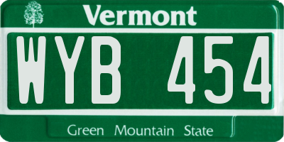 VT license plate WYB454