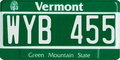 VT license plate WYB455