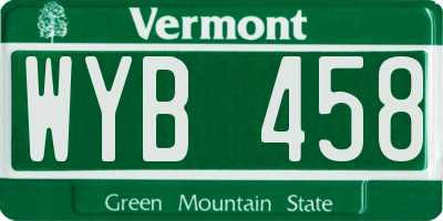VT license plate WYB458