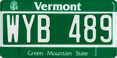 VT license plate WYB489