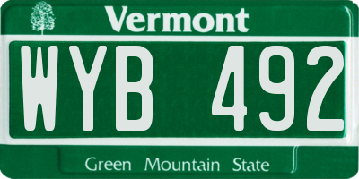 VT license plate WYB492