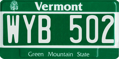 VT license plate WYB502