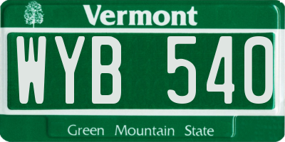 VT license plate WYB540