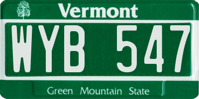 VT license plate WYB547