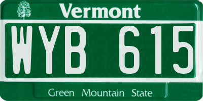 VT license plate WYB615