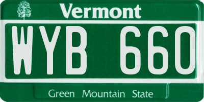 VT license plate WYB660