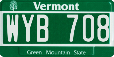 VT license plate WYB708
