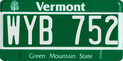 VT license plate WYB752