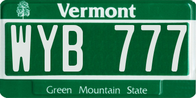 VT license plate WYB777