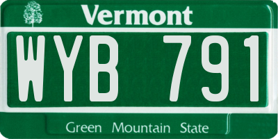 VT license plate WYB791