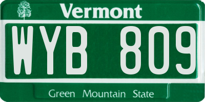 VT license plate WYB809