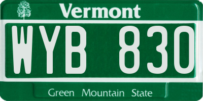 VT license plate WYB830
