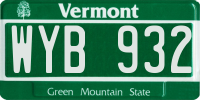 VT license plate WYB932