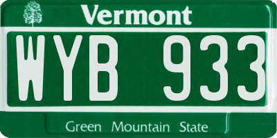 VT license plate WYB933