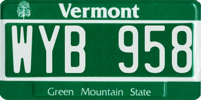 VT license plate WYB958