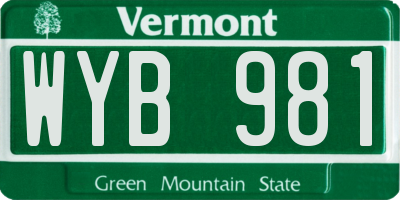 VT license plate WYB981