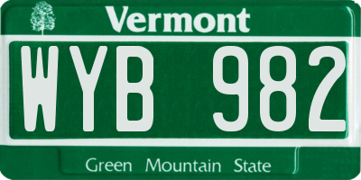 VT license plate WYB982