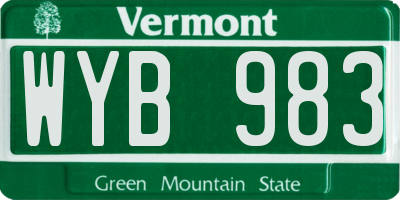 VT license plate WYB983
