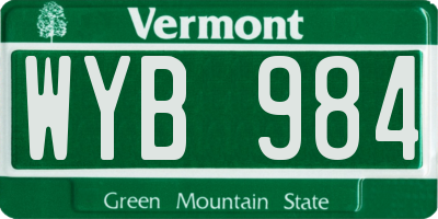 VT license plate WYB984