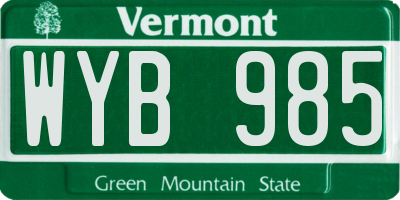 VT license plate WYB985