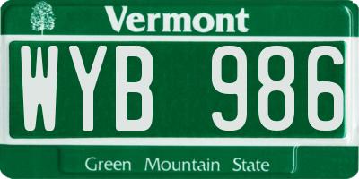 VT license plate WYB986