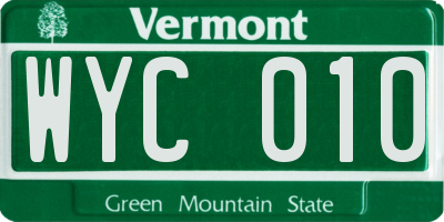 VT license plate WYC010
