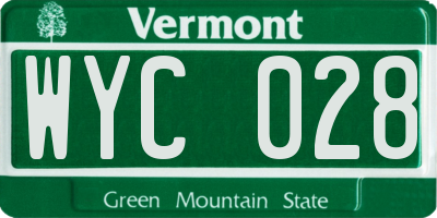 VT license plate WYC028