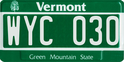 VT license plate WYC030