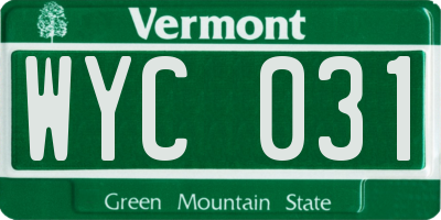 VT license plate WYC031