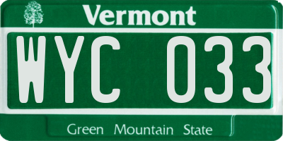 VT license plate WYC033