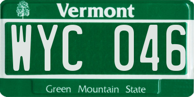 VT license plate WYC046
