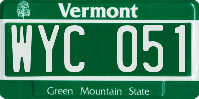 VT license plate WYC051
