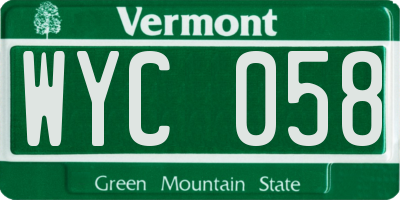 VT license plate WYC058