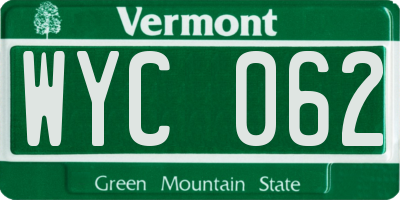 VT license plate WYC062