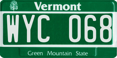 VT license plate WYC068